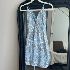 NWT Windsor Blue and Silver Sequin Mini Dress